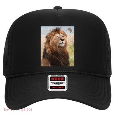 African Lion Pride High Crown Mesh Back Trucker Hat