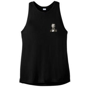 Abraham Lincoln Pocket Size Print Ladies PosiCharge Tri-Blend Wicking Tank