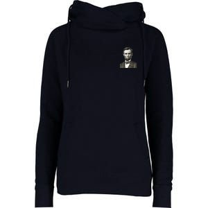 Abraham Lincoln Pocket Size Print Womens Funnel Neck Pullover Hood