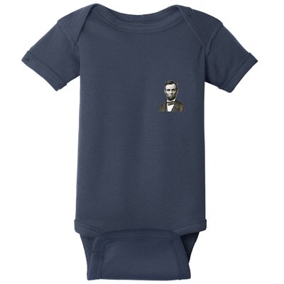 Abraham Lincoln Pocket Size Print Baby Bodysuit