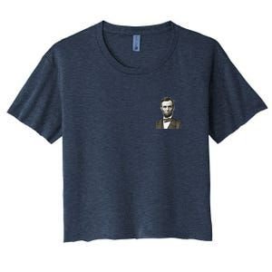 Abraham Lincoln Pocket Size Print Women's Crop Top Tee