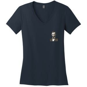 Abraham Lincoln Pocket Size Print Women's V-Neck T-Shirt