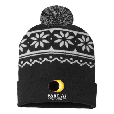 Astronomy Lovers Partial Solar Eclipse 03.29.2025 USA-Made Snowflake Beanie