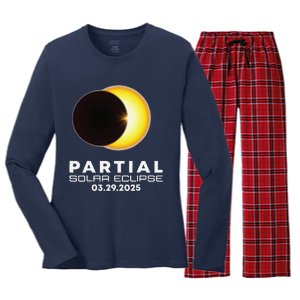 Astronomy Lovers Partial Solar Eclipse 03.29.2025 Women's Long Sleeve Flannel Pajama Set 