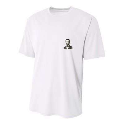 Abraham Lincoln Portrait Front And Back Youth Performance Sprint T-Shirt