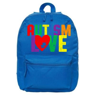 Autism Love Puzzle Piece Heart Design Gift 16 in Basic Backpack