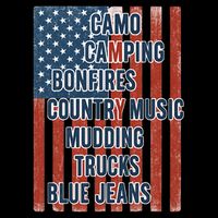 American Life Patriotic USA Flag Camo Camping Bonfires Country Music 16 in Basic Backpack
