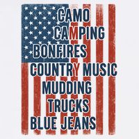 American Life Patriotic USA Flag Camo Camping Bonfires Country Music Women's V-Neck T-Shirt