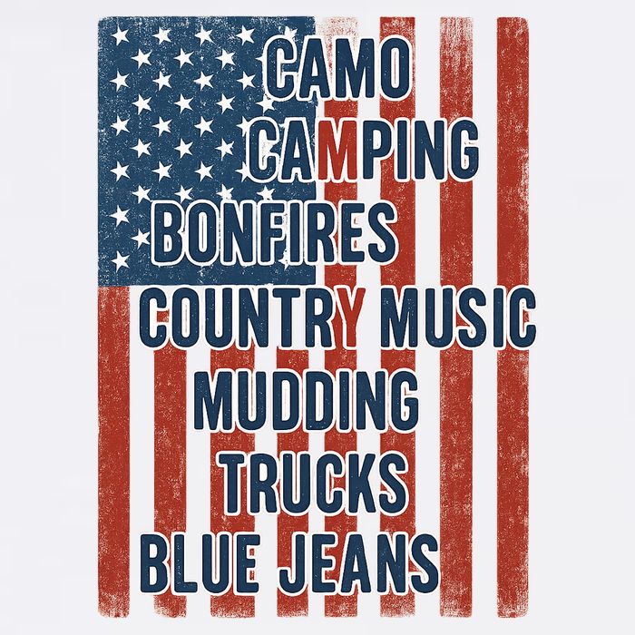 American Life Patriotic USA Flag Camo Camping Bonfires Country Music Women's V-Neck T-Shirt