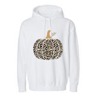 Aesthetic Leopard Pumpkin Themed Halloween Inspired Seasonal Garment-Dyed Fleece Hoodie