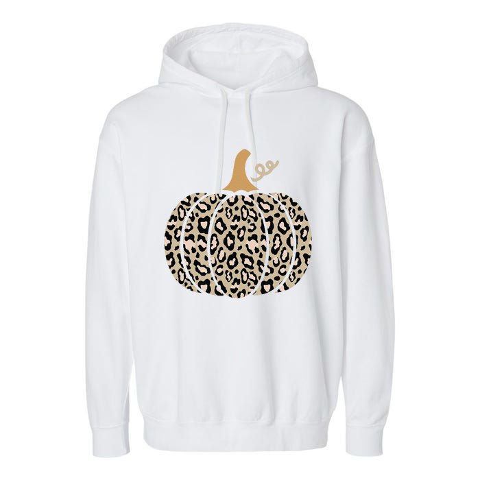 Aesthetic Leopard Pumpkin Themed Halloween Inspired Seasonal Garment-Dyed Fleece Hoodie