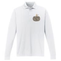 Aesthetic Leopard Pumpkin Themed Halloween Inspired Seasonal Performance Long Sleeve Polo