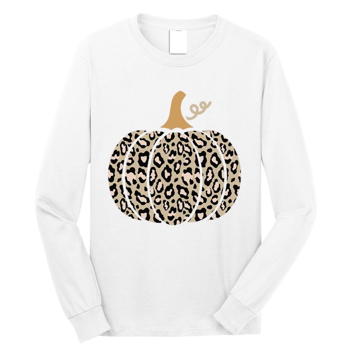 Aesthetic Leopard Pumpkin Themed Halloween Inspired Seasonal Long Sleeve Shirt