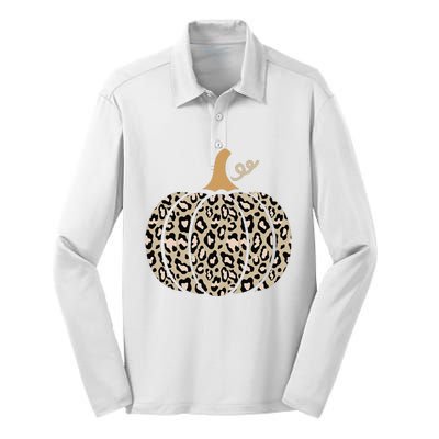 Aesthetic Leopard Pumpkin Themed Halloween Inspired Seasonal Silk Touch Performance Long Sleeve Polo