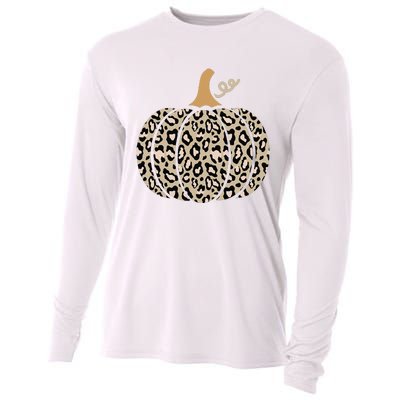 Aesthetic Leopard Pumpkin Themed Halloween Inspired Seasonal Cooling Performance Long Sleeve Crew