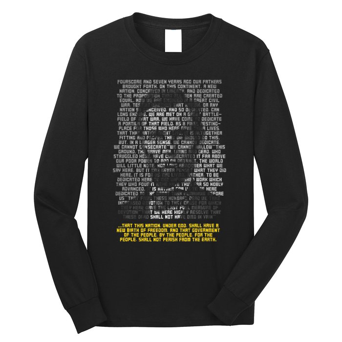 Abraham Lincoln Portrait Gettysburg Address Long Sleeve Shirt