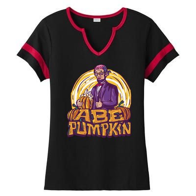 Abraham Lincoln Pumpkin Ladies Halftime Notch Neck Tee