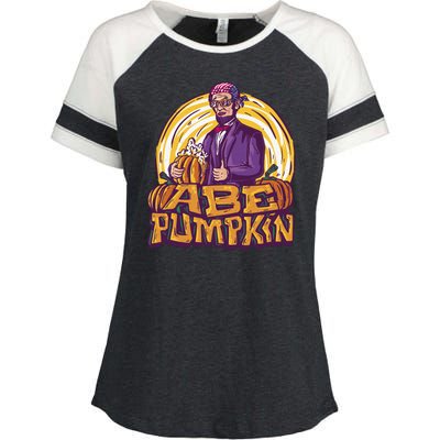 Abraham Lincoln Pumpkin Enza Ladies Jersey Colorblock Tee