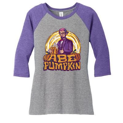 Abraham Lincoln Pumpkin Women's Tri-Blend 3/4-Sleeve Raglan Shirt