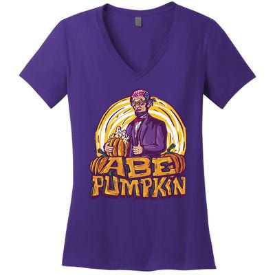 Abraham Lincoln Pumpkin Women's V-Neck T-Shirt