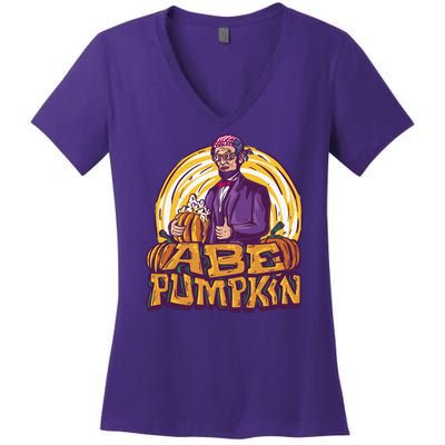 Abraham Lincoln Pumpkin Women's V-Neck T-Shirt