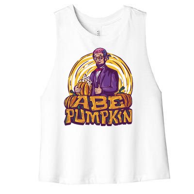 Abraham Lincoln Pumpkin Women's Racerback Cropped Tank