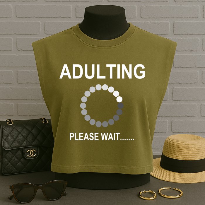 Adulting Loading Please Wait Garment-Dyed Women's Muscle Tee