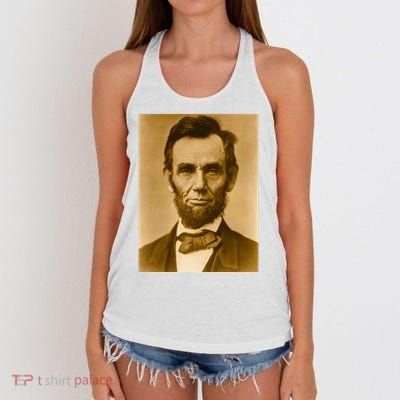 Abraham Lincoln Photograph Historical Artwork From 1863 Women's Knotted Racerback Tank