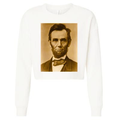 Abraham Lincoln Photograph Historical Artwork From 1863 Cropped Pullover Crew