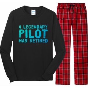 A Legendary Pilot Has Retired Funny Retiret Copilot Gift Great Gift Long Sleeve Pajama Set