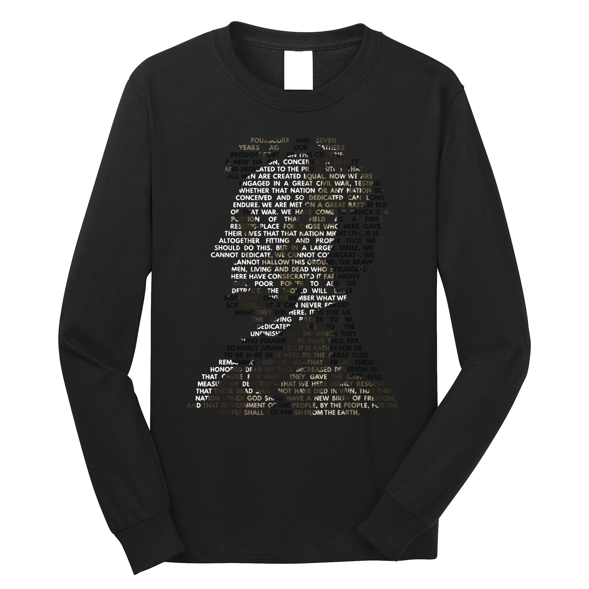 Abraham Lincoln Portrait Gettysburg Address Long Sleeve Shirt