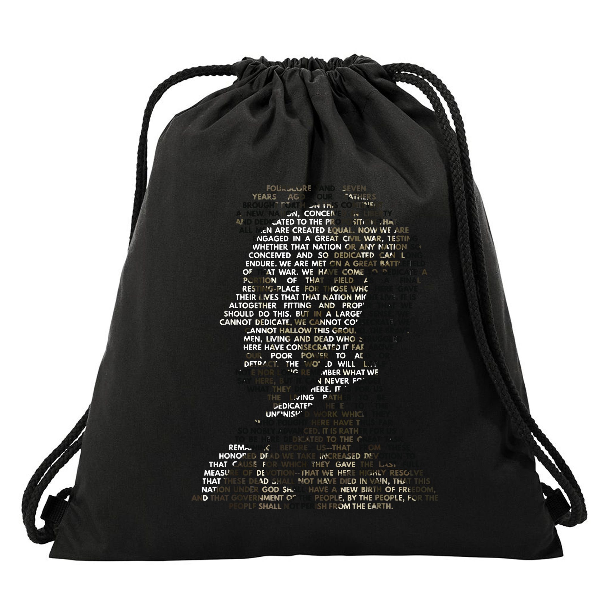Abraham Lincoln Portrait Gettysburg Address Drawstring Bag
