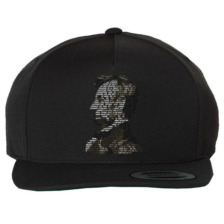 Abraham Lincoln Portrait Gettysburg Address Wool Snapback Cap