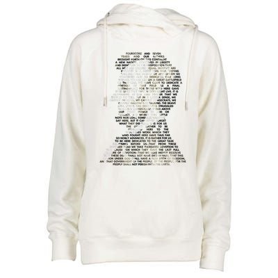 Abraham Lincoln Portrait Gettysburg Address Womens Funnel Neck Pullover Hood