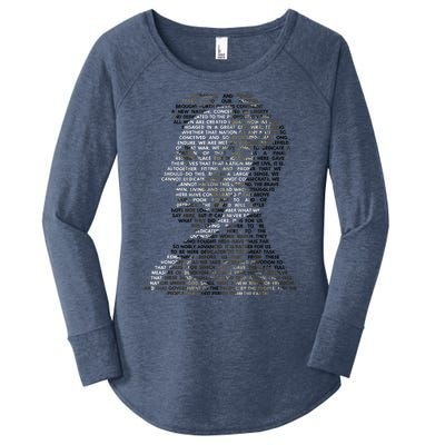 Abraham Lincoln Portrait Gettysburg Address Women's Perfect Tri Tunic Long Sleeve Shirt