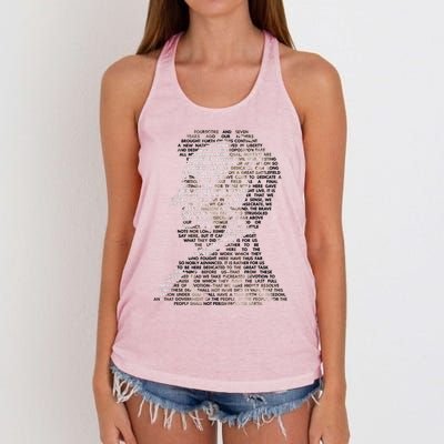 Abraham Lincoln Portrait Gettysburg Address Women's Knotted Racerback Tank