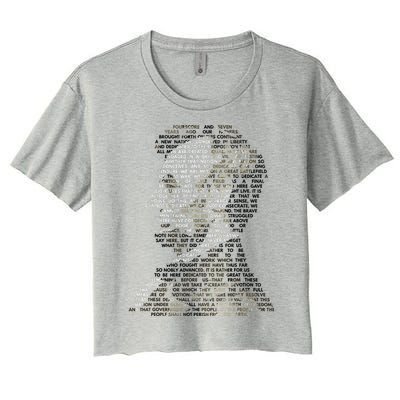 Abraham Lincoln Portrait Gettysburg Address Women's Crop Top Tee