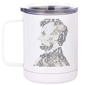 Abraham Lincoln Portrait Gettysburg Address 12 oz Stainless Steel Tumbler Cup