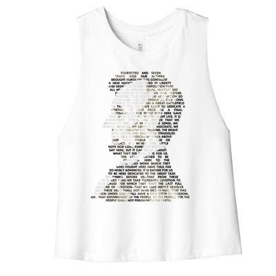 Abraham Lincoln Portrait Gettysburg Address Women's Racerback Cropped Tank