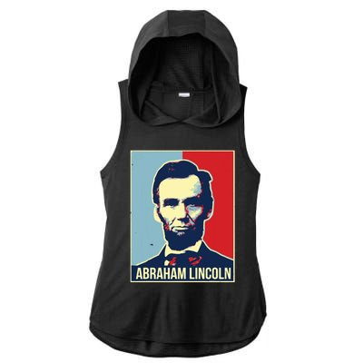 Abraham Lincoln President Ladies PosiCharge Tri-Blend Wicking Draft Hoodie Tank