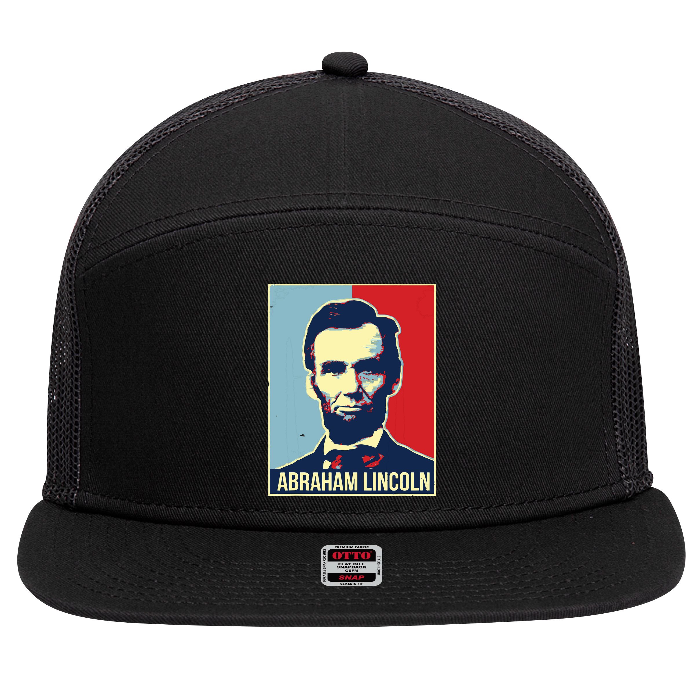 Abraham Lincoln President 7 Panel Mesh Trucker Snapback Hat