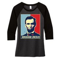 Abraham Lincoln President Women's Tri-Blend 3/4-Sleeve Raglan Shirt