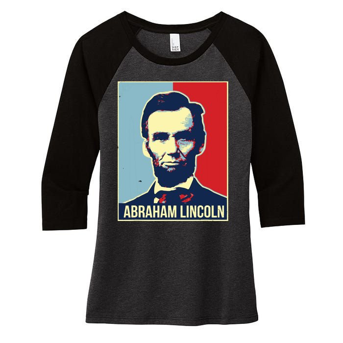 Abraham Lincoln President Women's Tri-Blend 3/4-Sleeve Raglan Shirt