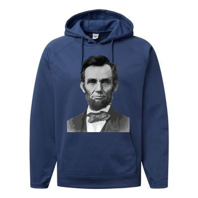 Abraham Lincoln Presidential Portrait Vintage Abe Lincoln Performance Fleece Hoodie