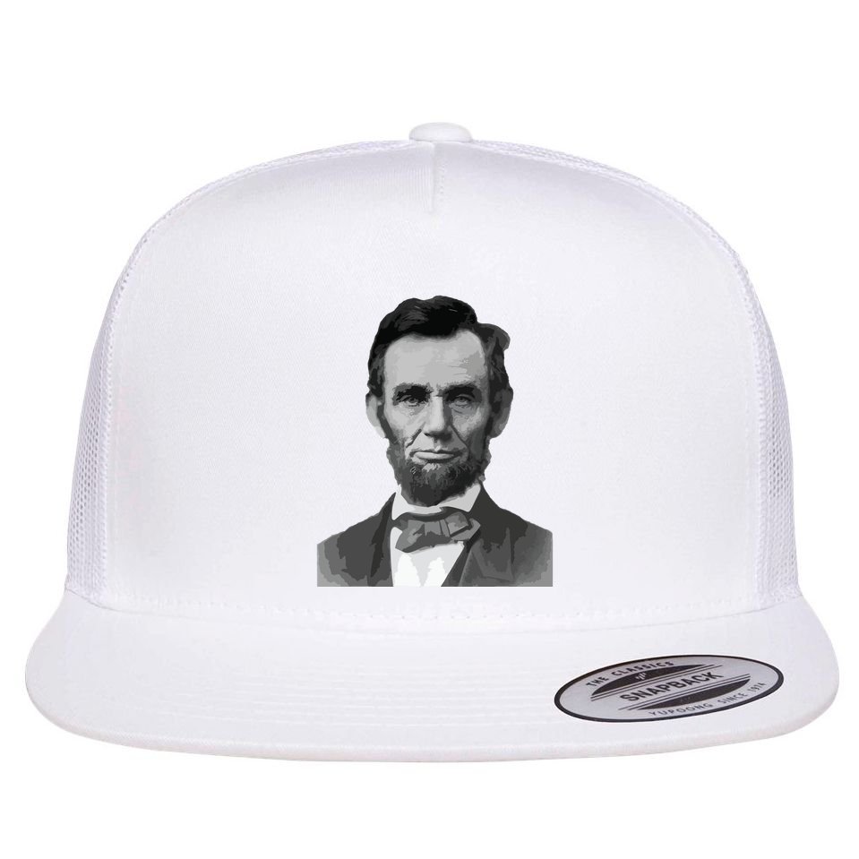 Abraham Lincoln Presidential Portrait Vintage Abe Lincoln Flat Bill Trucker Hat