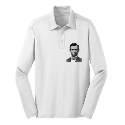 Abraham Lincoln Presidential Portrait Vintage Abe Lincoln Silk Touch Performance Long Sleeve Polo