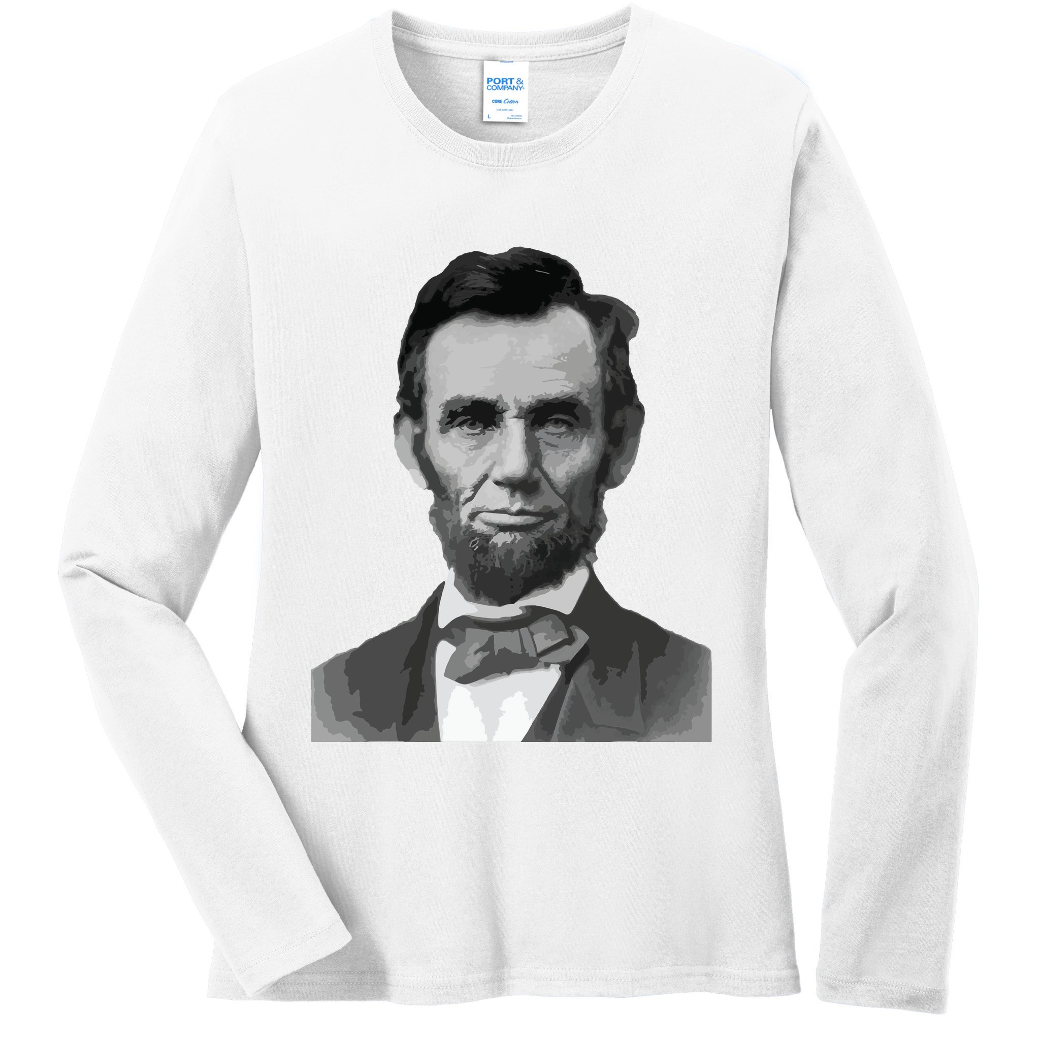 Abraham Lincoln Presidential Portrait Vintage Abe Lincoln Ladies Long Sleeve Shirt