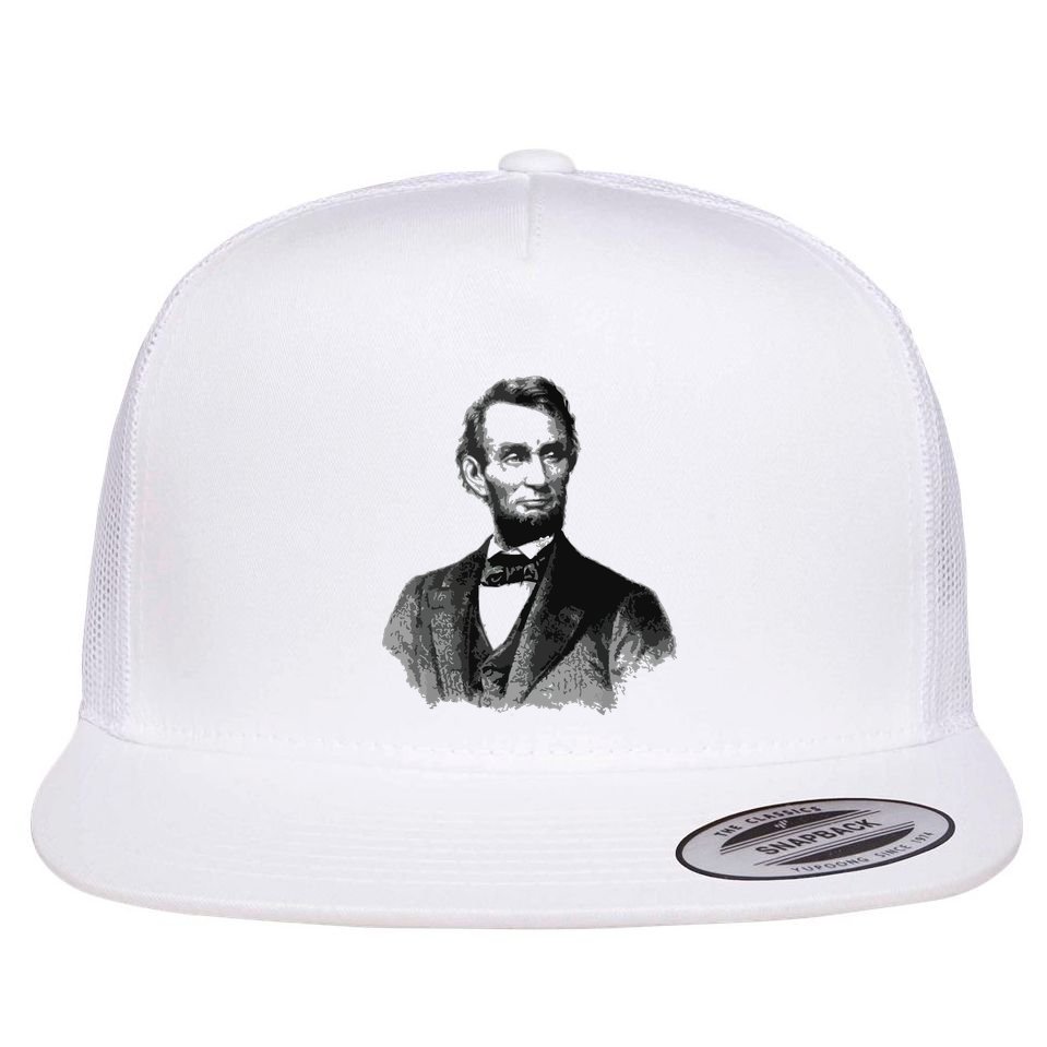 Abraham Lincoln Presidential Portrait Vintage Abe Lincoln Flat Bill Trucker Hat