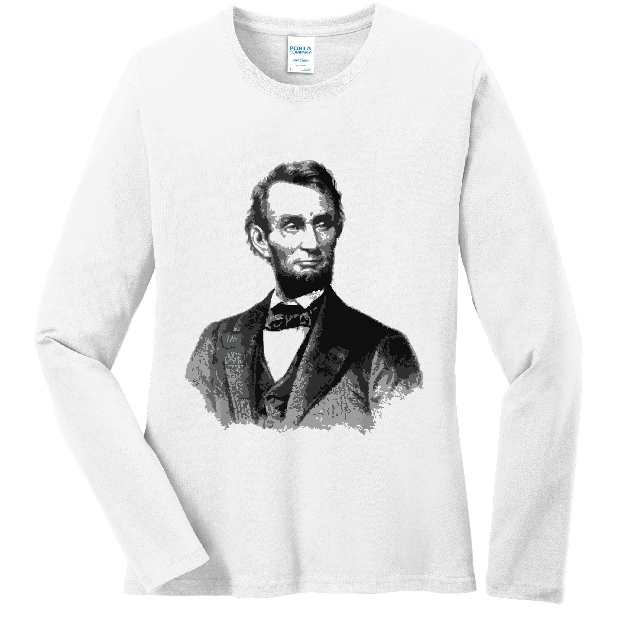 Abraham Lincoln Presidential Portrait Vintage Abe Lincoln Ladies Long Sleeve Shirt