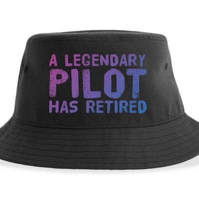 A Legendary Pilot Has Retired Funny Retiret Copilot Gift Great Gift Sustainable Bucket Hat